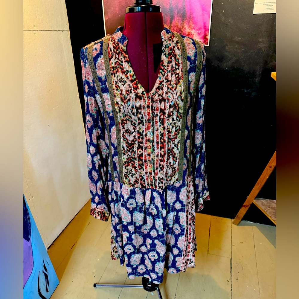 Anthropologie TINY Bohemian Print Shirtdress/ above knee dress, XS